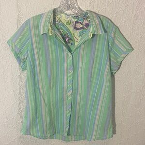 Izod Multicolor Patterned Shirt Playful Vibrant Preppy